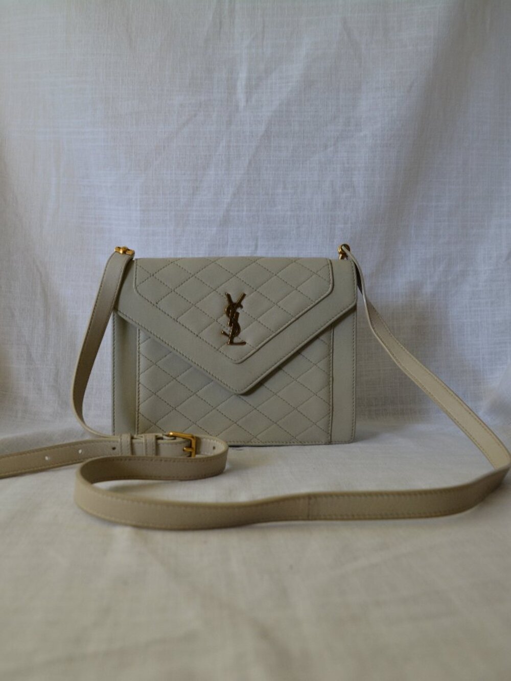 YSL Gaby Cream Quilted Leather Shoulder Bag